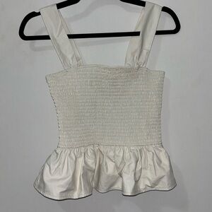 White Leather Ruffle top